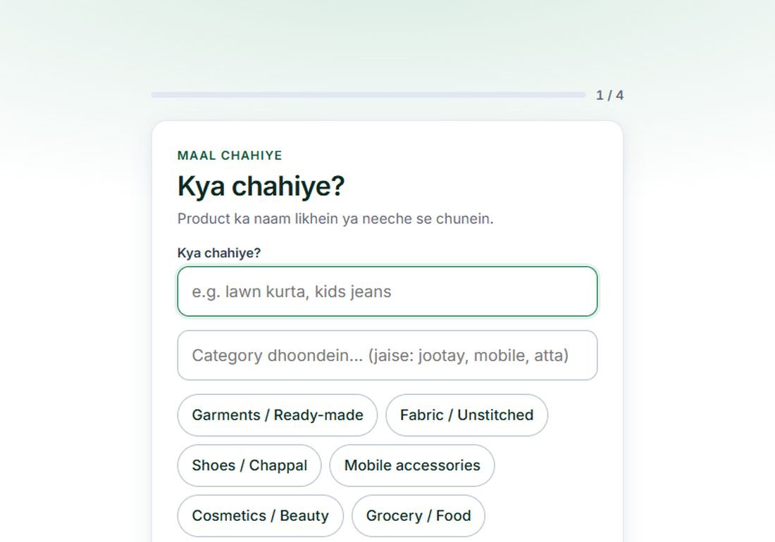 Sawal 1: Kya chahiye?